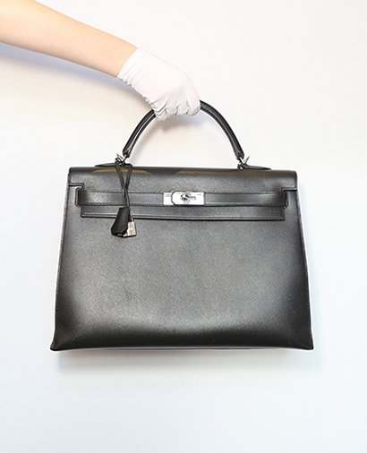 Kelly Sellier 40 Epsom Leather in Black, front view